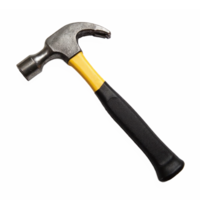 Claw Hammer with Yellow and Black Handle for Carpentry and Construction with Transparent Background png