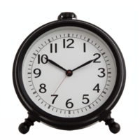 Classic Black Alarm Clock Showing Time Ten O Clock with Transparent Background Clipping Path png