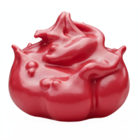 Glossy Red Swirl Paint Blob Isolated on Transparent Background with Clipping Path png