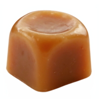 Caramel Candy Piece Close Up with Glossy Surface Isolated on Transparent Background Clipping Path png