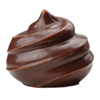 Smooth Rich Dark Chocolate Mousse Swirl with Glossy Finish on Transparent Background Clipping Path png