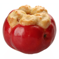 Red Apple Filled with Baked Cheese Crust Top View Isolated on Transparent Background with Clipping Path png