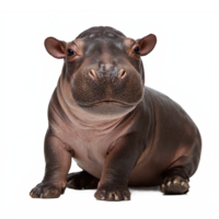 Close Up Of Baby Hippopotamus Sitting Isolated On White Background Transparent Clipping Path png