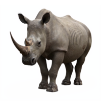 Realistic Rhinoceros Standing Side View with Transparent Background Clipping Path png