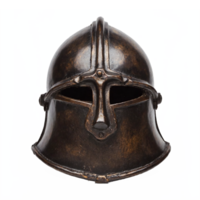 Ancient Medieval Iron Helmet with Nose Guard and Eye Slits Isolated on Transparent Background Clipping Path png