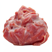 Raw Fresh Pork Meat Chunk with Visible Fat and Muscle Fibers on Transparent Background Clipping Path png