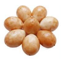 Fresh Brown Quail Eggs Arranged in Flower Shape with Transparent Background Clipping Path png