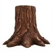 Tree Stump with Detailed Bark Texture and Roots Isolated on Transparent Background with Clipping Path png