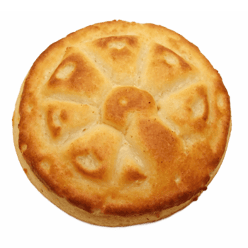 Golden Baked Round Bread with Patterned Top Crust Isolated on Transparent Background with Clipping Path png