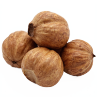 Dry Whole Nutmeg Spices with Natural Brown Shells Isolated on Transparent Background Clipping Path png