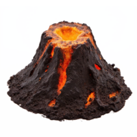 Erupting Lava Volcano Illustration with Glowing Orange Magma and No Background Clipping Path png