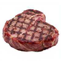 Grilled Ribeye Steak Raw Fresh Meat with Charred Grill Marks on Transparent Background Clipping Path png