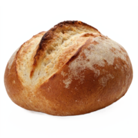 Freshly Baked Round Rustic Bread Loaf with Crispy Crust on Transparent Background Clipping Path png