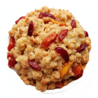 Fruit Crumble Dessert with Mixed Berries and Crumbly Topping on Transparent Background Clipping Path png
