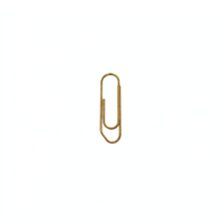Golden Paperclip with Transparent Clipping Path Isolated on White Background for Office Use png