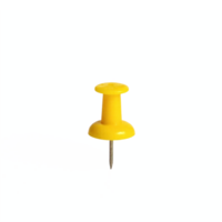 Yellow Push Pin with Sharp Metal Tip and Clear Shadow on Transparent Background Clipping Path png