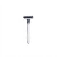 Classic Razor with White Handle for Shaving Grooming Personal Care Transparent Background Clipping Path png