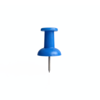 Blue Push Pin with Sharp Metal Point on Bright Background Transparent Clipping Path png