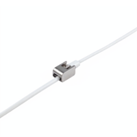 White Electrical Wire Connector Clamp with Metallic Locking Mechanism on Transparent Background png