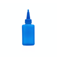 Blue Plastic Glue Bottle with Precision Tip Applicator Transparent Background Clipping Path png