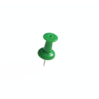 Green Push Pin Isolated on Transparent Background with Clipping Path Showing Shadow png