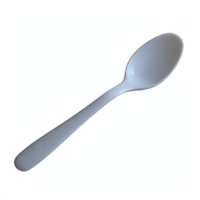White Plastic Spoon with Smooth Handle and Rounded Bowl on Transparent Background Clipping Path png