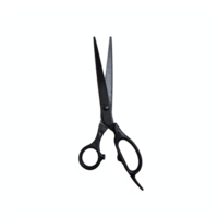 Black Hairdressing Scissors Open with Finger Rest Transparent Background Clipping Path png