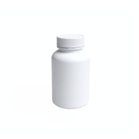 White Plastic Medicine Bottle with Screw Cap Transparent Background Clipping Path png