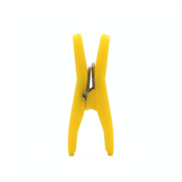 Yellow Plastic Clothespin with Metal Spring Isolated on Transparent Background Clipping Path png