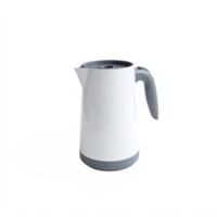 Electric Kettle White Modern Design with Gray Handle and Lid Transparent Background Clipping Path png