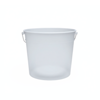 White Plastic Bucket with Handle Empty Clean Container Isolated on Transparent Background Clipping Path png