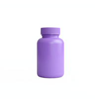 Purple Plastic Medicine Pill Bottle Container with Screw Cap No Background Transparent Clipping Path png