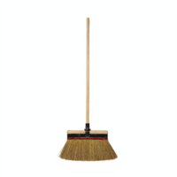 Cleaning Broom with Wooden Handle and Natural Bristles on Transparent Background Clipping Path png