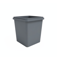 Gray Plastic Waste Bin with Open Top and No Background Transparent Clipping Path png