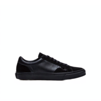 Black Casual Low Top Sneaker Shoe Side View with Transparent Background Clipping Path png