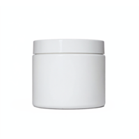 White Round Cosmetic Jar Container with Lid on Transparent Background Clipping Path png