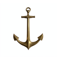 Rustic Brass Anchor with Classic Design on Transparent Background Clipping Path png