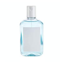 Clear Small Transparent Hand Sanitizer Bottle with White Cap and Blank Label Clipping Path png