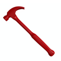 Red Claw Hammer with Long Handle Isolated on Transparent Background Clipping Path png