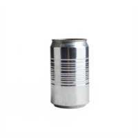 Metallic Silver Empty Tin Can With Horizontal Ridges Transparent Background Clipping Path png