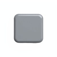 Gray Rounded Square Button with Glossy Surface and Transparent Background Clipping Path png