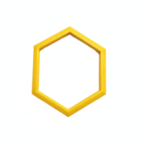 Yellow Hexagon Frame Geometric Shape with Transparent Background Clipping Path png