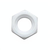White Hexagonal Plastic Nut with Hollow Center on Transparent Background Clipping Path png