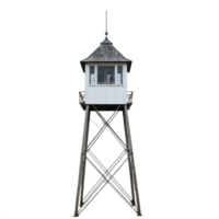 Old Watchtower with Metal Frame and Enclosed Observation Room Transparent Background Clipping Path png