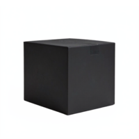 Black Closed Cardboard Box Packaging with Tape on Transparent Background Clipping Path png