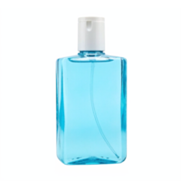 Transparent Blue Hand Sanitizer Bottle with White Pump Cap Isolated on Transparent Background Clipping Path png
