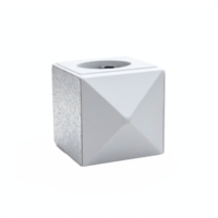 White Cubic Modern Ceramic Candle Holder with Textured Surface No Background Clipping Path png