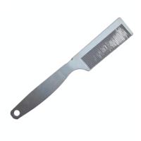 Gray Plastic Hair Comb with Fine Teeth and Handle Transparent Background Clipping Path png
