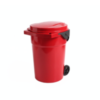 Red Outdoor Trash Bin with Lid and Wheels Plastic Garbage Container with Transparent Background png