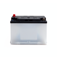 Car Battery with Top Terminals White Base Black Cover Isolated on Transparent Background Clipping Path png